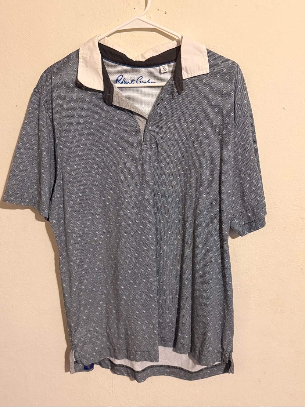 Robert Graham Men's Blue Patterned Polo Shirt size xl